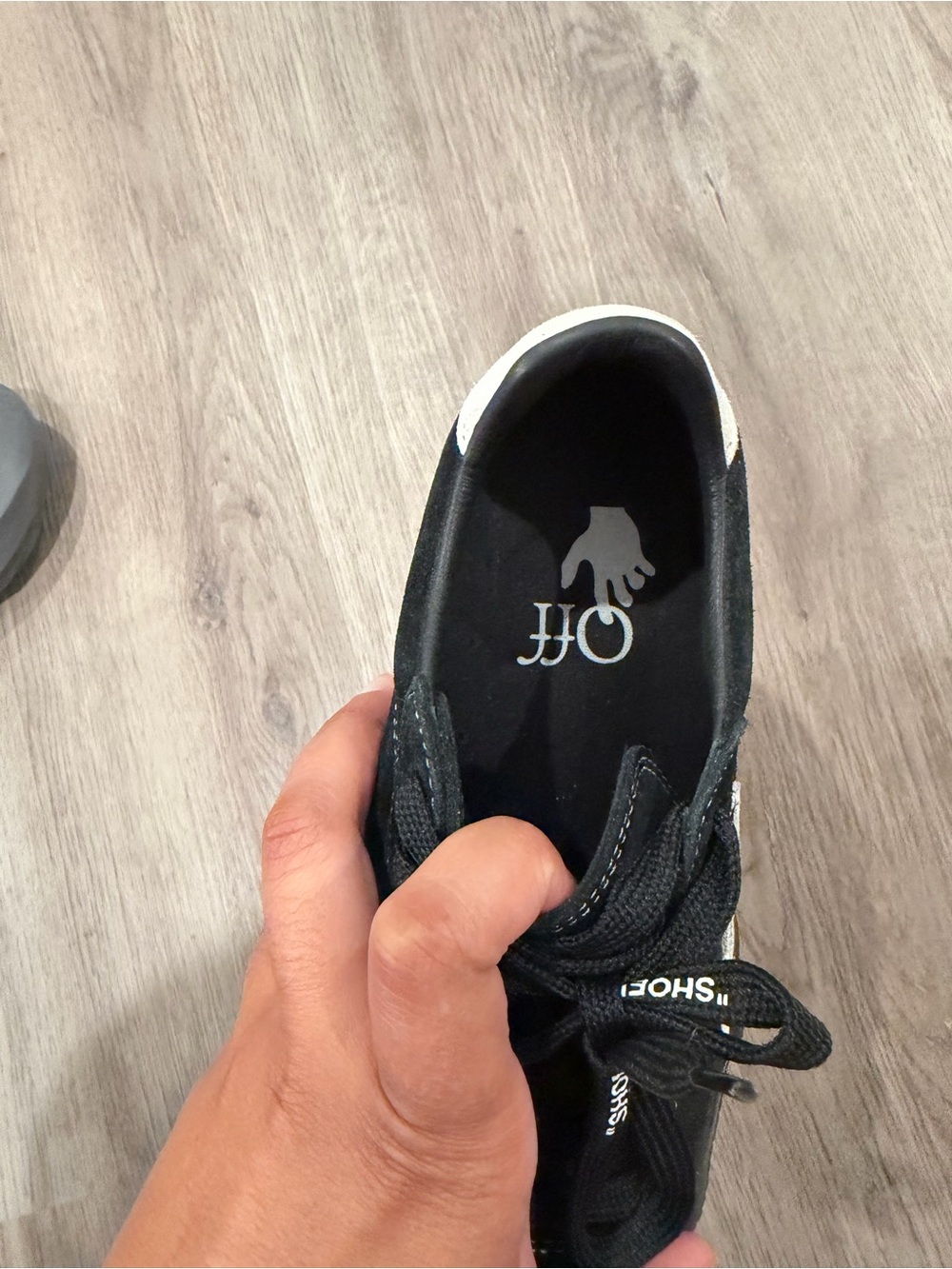Off-white vulcanized Black Suede Low-Top Sneakers with White Arrow Accent - Picture 6 of 6